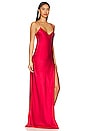 view 3 of 4 Strappy Bias High Slit Gown in Scarlet