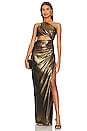 view 1 of 3 x REVOLVE One Shoulder Cut Out Gown in Gold Lame