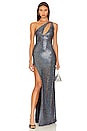 view 1 of 4 One Shoulder Slit Gown in Galaxy