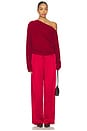 view 4 of 4 Long Sleeve Asymmetrical Drape Sweater in Ruby