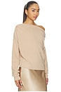 view 2 of 4 Long Sleeve Assymetrical Drape Sweater in Champagne