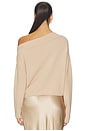 view 4 of 4 Long Sleeve Assymetrical Drape Sweater in Champagne