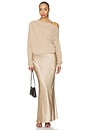 view 5 of 4 Long Sleeve Assymetrical Drape Sweater in Champagne