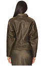 view 3 of 4 Fitted Leather Jacket in Army