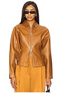 view 1 of 4 Fitted Leather Jacket in Toffee