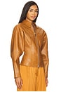 view 2 of 4 Fitted Leather Jacket in Toffee