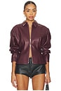 view 2 of 5 Fitted Leather Jacket in Merlot