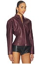 view 3 of 5 Fitted Leather Jacket in Merlot