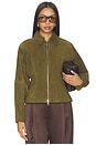 view 2 of 5 Fitted Leather Jacket in Olive Suede