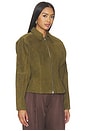 view 4 of 5 Fitted Leather Jacket in Olive Suede