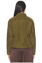 view 5 of 5 Fitted Leather Jacket in Olive Suede
