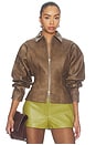 view 1 of 5 Fitted Leather Jacket in Sand