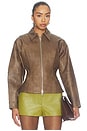view 2 of 5 Fitted Leather Jacket in Sand