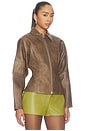 view 4 of 5 Fitted Leather Jacket in Sand