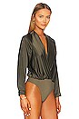 view 3 of 5 Long Sleeve Wrap Bodysuit in Army