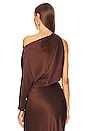 view 3 of 4 One Sleeve Drape Top in Chocolate