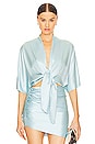 view 1 of 4 Dolman Tie Front Blouse in Baby Blue