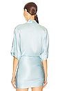 view 3 of 4 Dolman Tie Front Blouse in Baby Blue