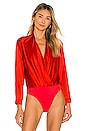 view 2 of 5 Long Sleeve Draped Bodysuit in Chili