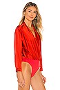 view 3 of 5 Long Sleeve Draped Bodysuit in Chili
