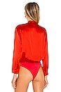 view 4 of 5 Long Sleeve Draped Bodysuit in Chili