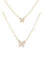 view 2 of 3 Double Pave Butterfly Necklace in Gold