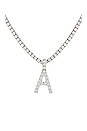 view 2 of 2 Full Iced Out Letter Necklace in Silver