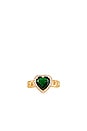 view 1 of 3 Green Emerald Heart Ring in Gold