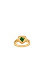 view 3 of 3 Green Emerald Heart Ring in Gold