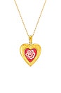 view 2 of 3 Pink Rose Photo Locket Necklace in Gold