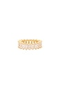 view 3 of 3 The Emerald Cut Pave Ring in Gold