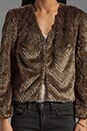 view 4 of 5 Chevron Faux Fur Heavenly Coat in Taupe
