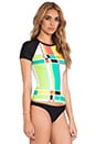view 2 of 4 Color Block Plaid Rash Guard in Multi