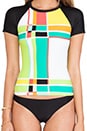view 4 of 4 Color Block Plaid Rash Guard in Multi