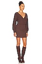 view 3 of 4 Mia Surplice Mini Dress in Chocolate Brown