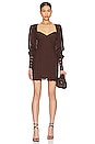 view 2 of 3 Marleena Embroidered Mini Dress in Chocolate Brown