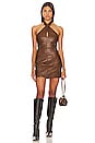view 1 of 3 Becca Faux Leather Mini Dress in Walnut Brown