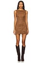 view 1 of 4 Mimi Faux Suede Dress in Chocolate Brown