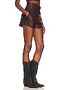 view 2 of 6 Sara Embroidered Faux Leather Short in Chocolate Brown
