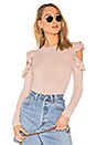view 1 of 4 Ruffle Cold Shoulder Sweater in Blush