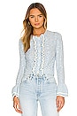view 1 of 4 Starlene Ruffle Cardigan in Blue & Ivory