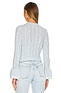 view 3 of 4 Starlene Ruffle Cardigan in Blue & Ivory