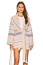view 2 of 5 Atlas Blanket Stripe Fringe Cardigan in Nude & Blue Multi