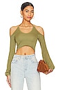 view 1 of 4 Genet Pointelle Halter Knit Top in Sage Green