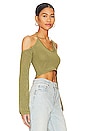 view 2 of 4 Genet Pointelle Halter Knit Top in Sage Green