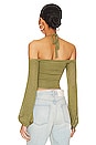 view 3 of 4 Genet Pointelle Halter Knit Top in Sage Green
