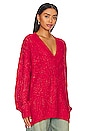 view 2 of 4 Friso Oversized Cable V Neck in Red