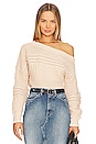 view 1 of 4 Razon Off Shoulder Pointelle Sweater in Nude
