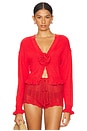 view 1 of 4 Jovien Rosette Cardigan in Red