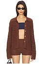 view 1 of 5 Fabiana Button Down Sweater in Chocolate